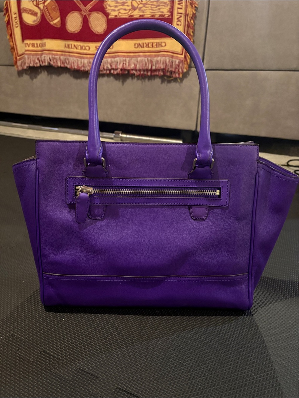 Coach Bold Purple Leather Tote - Picture 2 of 7